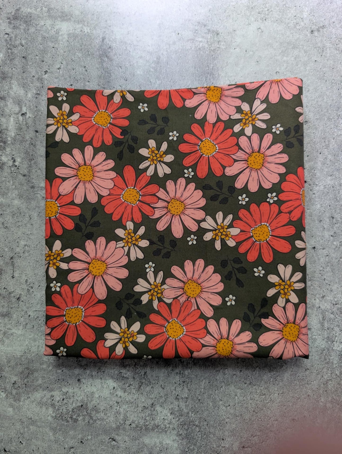 Fleurit kaki (28'') COTON TISSÉ